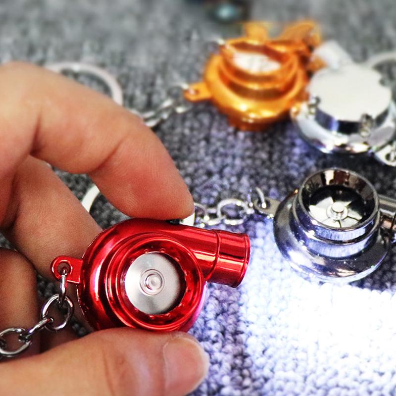 Electric Mini Turbo Turbocharger Keychain Spinning Turbine Key Chain Pendants
