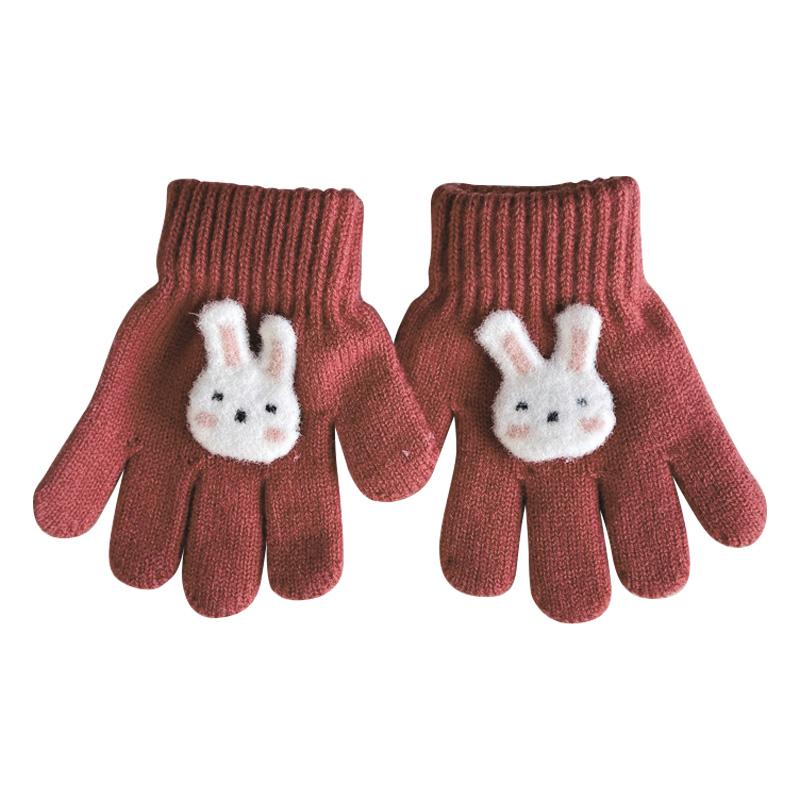 Перчатки детские 3-6 лет вязаные теплые мультипликационные супер милые перчатки с пятью пальцами осень-зима однотонные модные перчатки для девочек и мальчиков
