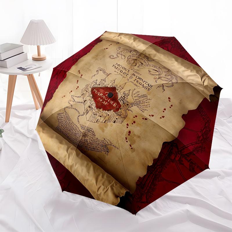 1pc Marauders Map Umbrella with Plastic Handle,Cartoon Pattern,Suitable for All Seasons Multi-functional Umbrella542