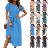 Women's Casual Cute Pattern Print Round Neck Midi Dress Basic Classic Outdoor Everyday Short Sleeve Loose Dress
