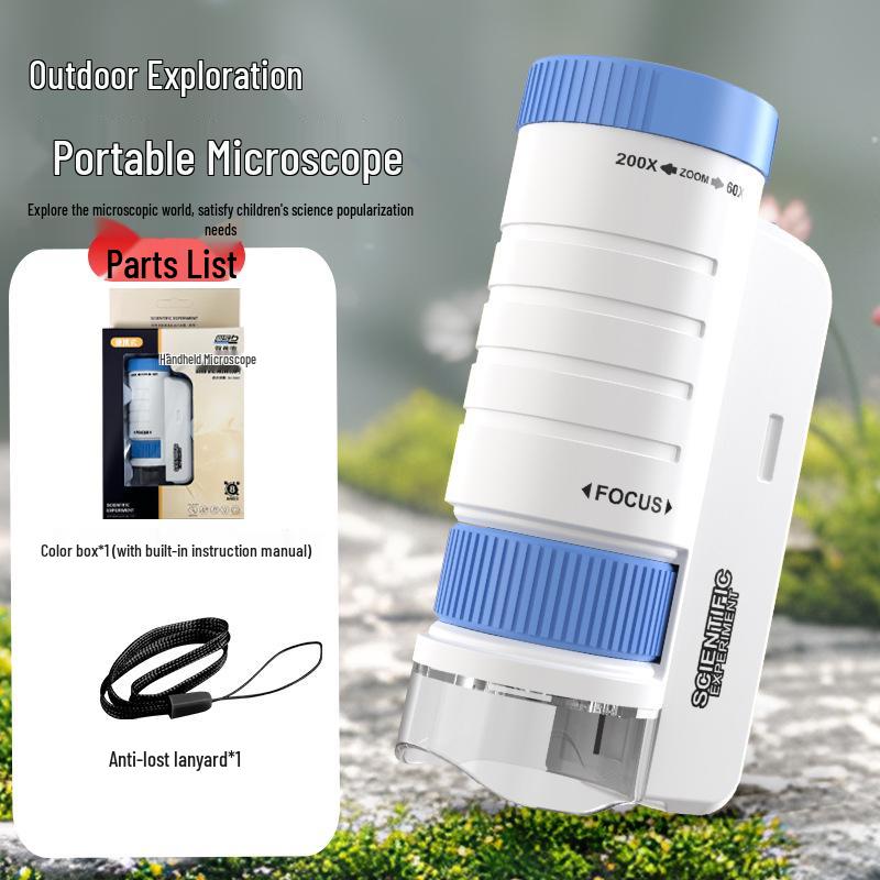 Портативный детский микроскоп, научный набор: Развивающая игрушка для учеников начальной школы, идеальный подарок для мальчиков и девочек