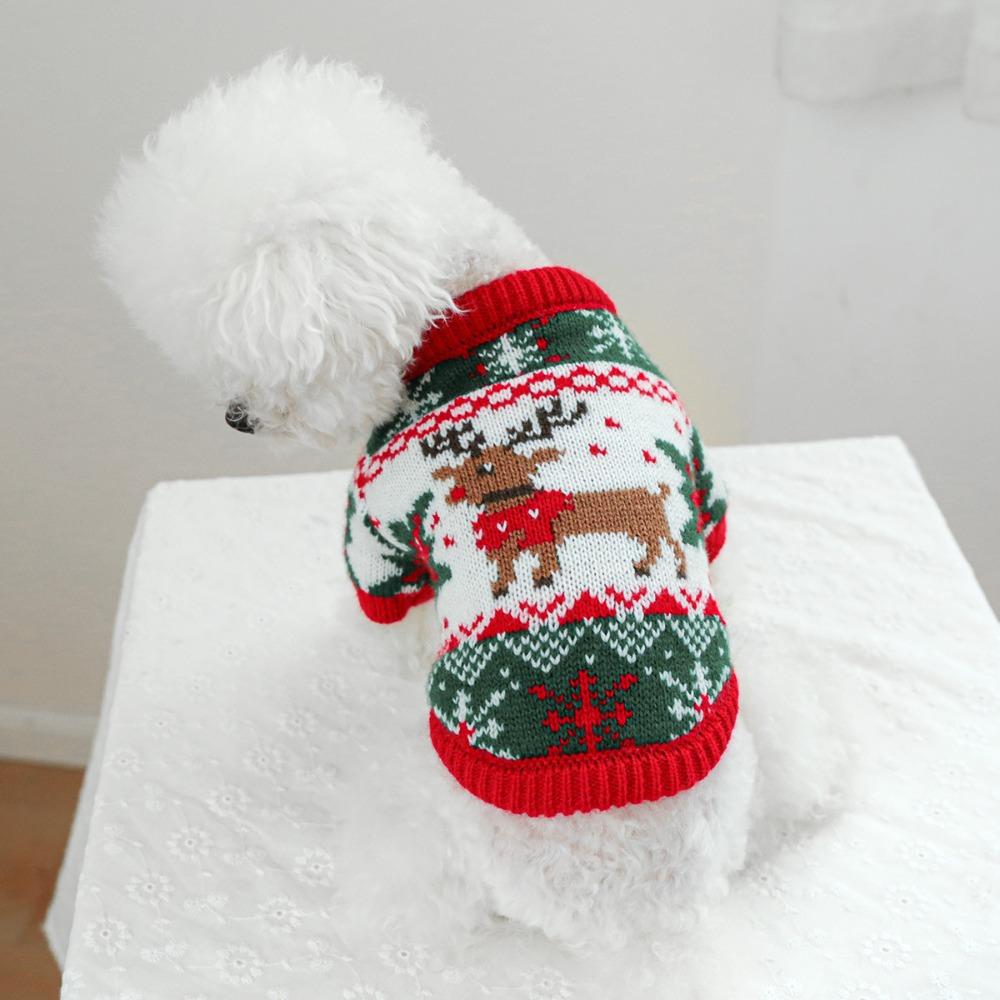 Cartoon Pattern Dog Snowflake Sweater Soft Cat Elk Knitwear Pet Christmas Sweater  Holiday Suit