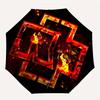 1pc Flaming Chinese Character Wen Umbrella with Plastic Handle,Suitable for All Seasons Home Travel Outdoor UmbrellaM1000
