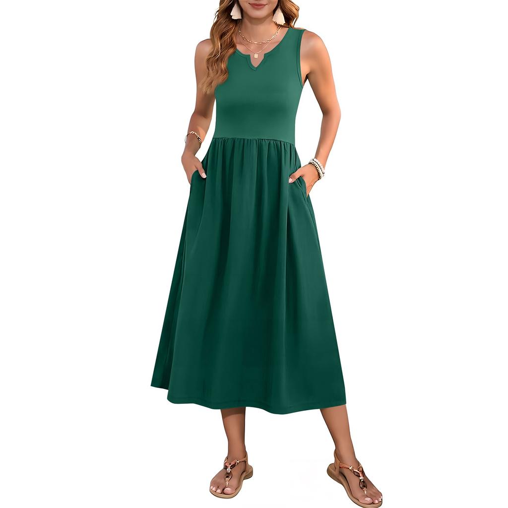 Женское платье без рукавов с цветочным принтом и высокой талией, модное и элегантное