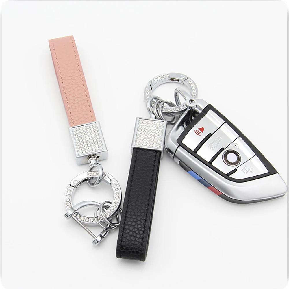 Модный брелок-браслет из PU-кожи со стразами, брелок для ключей, пружинный карабин для автомобильных ключей, аксессуары, брелоки для женщин