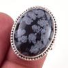 Natural Snowflake Obsidian Gemstone Handmade 925 Sterling Silver Ring S.8 Y6C43