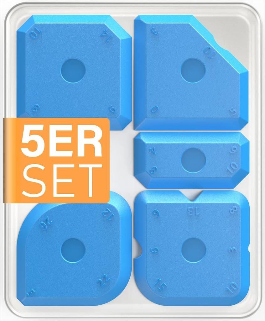 5PCS Professional Blue Silicone Grout Joint Smoother Scraper Set With Transparent Plastic Box