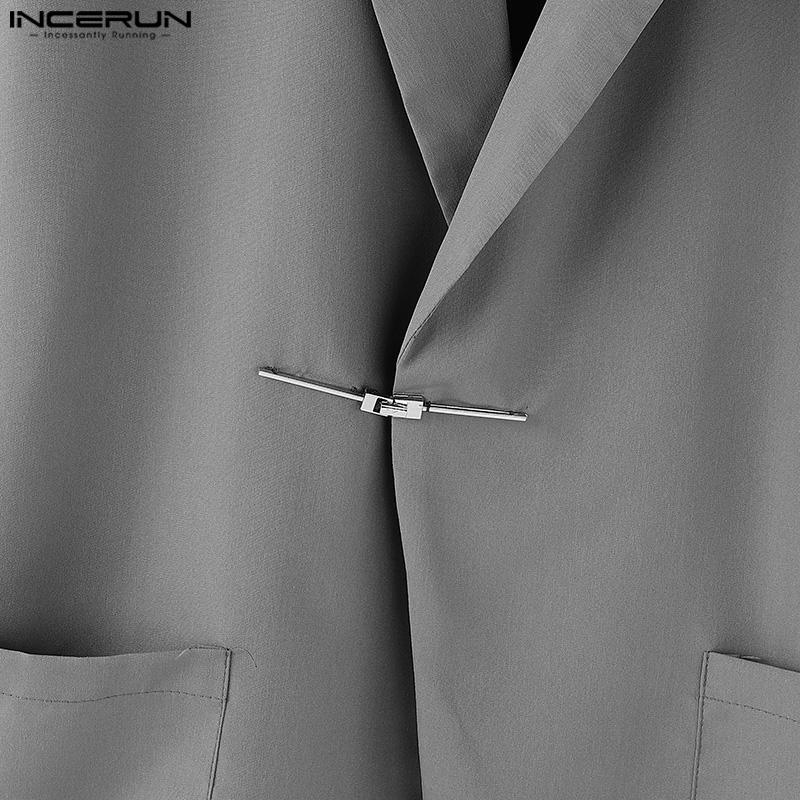 INCERUN Мужские свободные пиджаки с воротником-лацканами и длинными рукавами, с открытой передней строчкой