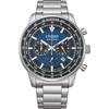 Stainless Steel Chronograph Blue Dial Analog Watch Silver Modern Design Eco-Drive Men's Ca4500-91L, Band, Multicolor,