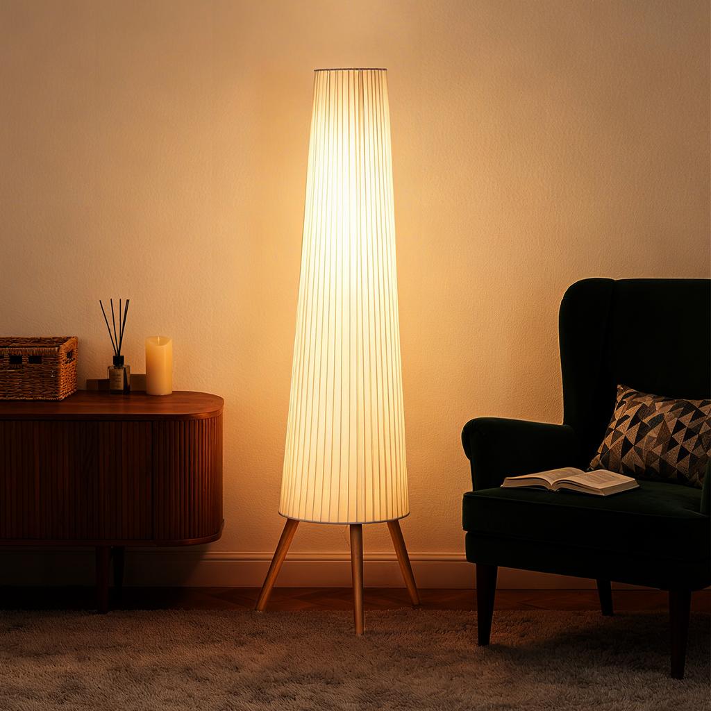 LED Floor Lamp Living Room Dimmable Wood With Tripod Floor Lamp With Foot Switch 46 X 46 X 153 Cm White