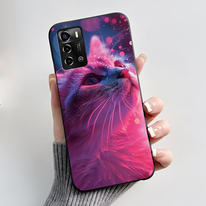 Casing For ZTE Blade A72 4G V40 Vita Phone Case Shell Aesthetic Cute Cat Astronaut Fashion Matte Black Protective Soft TPU Cover