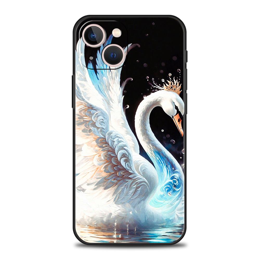 Elegant White Swan Design Phone Case Cover for iPhone 17 16 15 14 13 12 Pro Max 11 Pro Max 17 AIR Shockproof Soft TPU Shell Bags