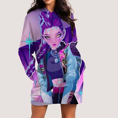 Женское платье до колена с карманами, худи K-pop Demon Hunters, с длинным рукавом, простое повседневное спортивное