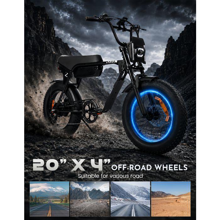 Zumi ATV02 Vélo Électrique Adulte 20'' Fat Bike 250W, Batterie 48V 13.5Ah, Autonomie 80km, 25km/h, Suspension Avant, Alarme