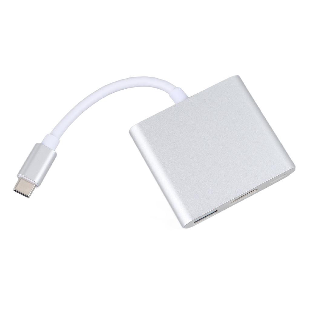 USB C Docking Station 3 in 1 Aluminum Alloy 4K HD 5Gbps Transmission 60W PD Power USB C Hub for TV Projector Computer