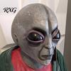Detailed Alien Cosplay Accessory Halloween Grey Mask, Latex Full Head UFO Mask with Big Simulated Eye Eyes, Soft Sci Fi Party Prop for Adults,