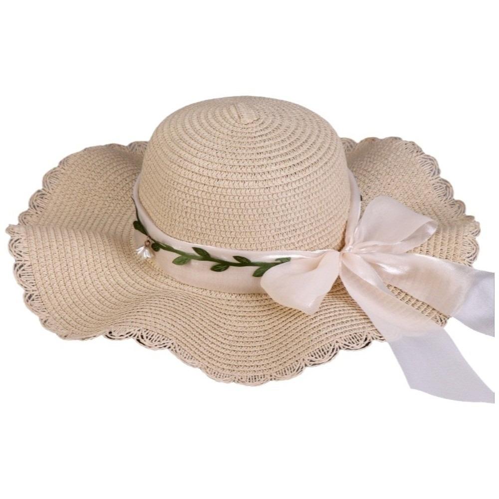 Colorful Weave Hat Wide Brim Women's Sun Hat Fashion Bow Straw Hat Travel