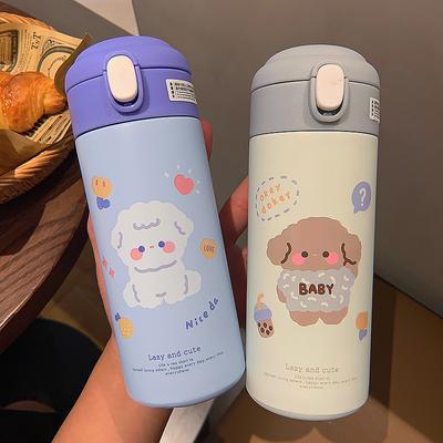 380 мл милый термос с соломой Kawaii Термальная бутылка для воды для девочек термос чашка портативная термокружка из нержавеющей стали