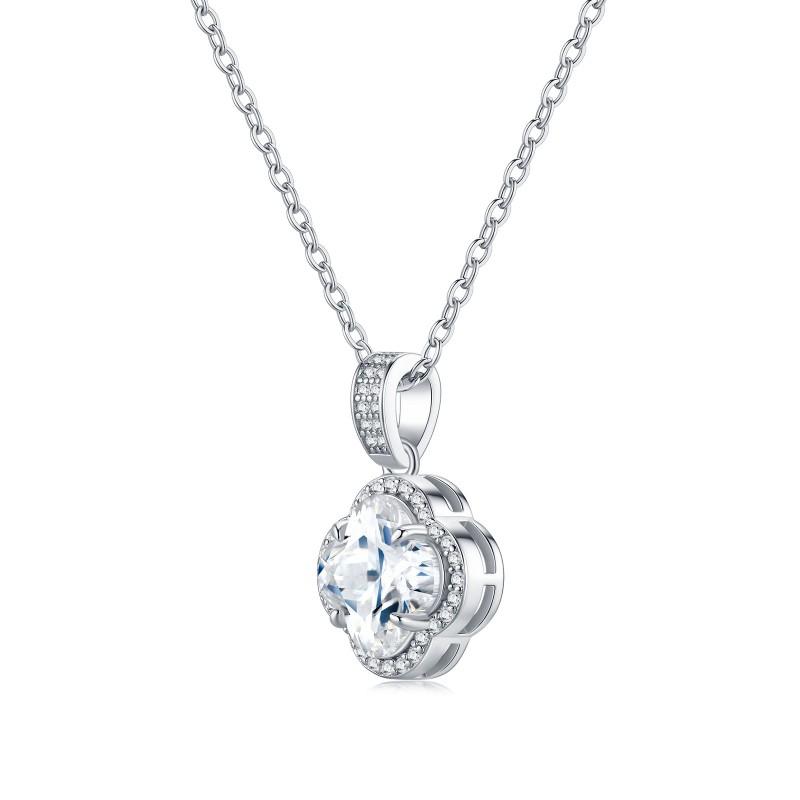 Womens Fashion Geometric Moissanite Pendant Necklace Clavicle Chain