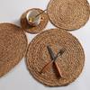 Handmade Japanese Water Hyacinth Round Insulated Coaster & Heat-Resistant Placemat Set.