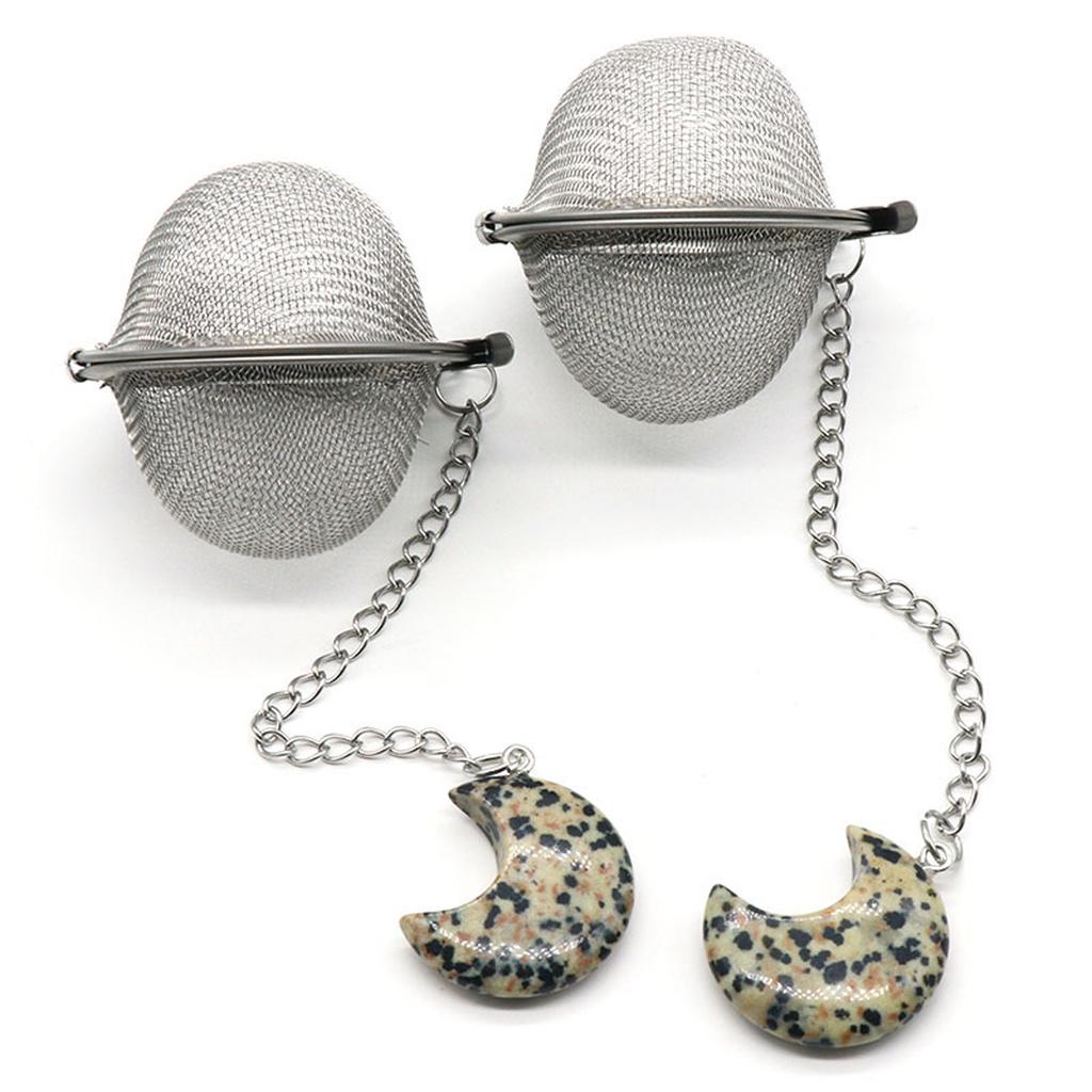 1 шт., сетчатый фильтр для чая, удлинительная цепочка в форме луны, искусственный кристалл, камень из нержавеющей стали, горячий горшок, специи, ситечко для чая, шар, кухонный шарик для чая