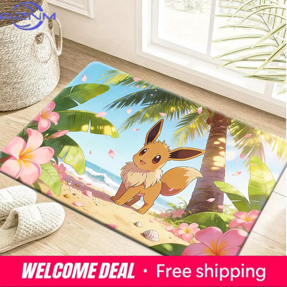 Eevee Tropical Beach Print Doormat Anti-slip Absorbent Floor Mat for Home Entrance Bedroom Living Room Decor