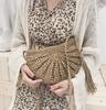 Half Round Straw Shoulder Bags for Women, Summer Beach, Rattan Handmade Handbags, Bohemia
