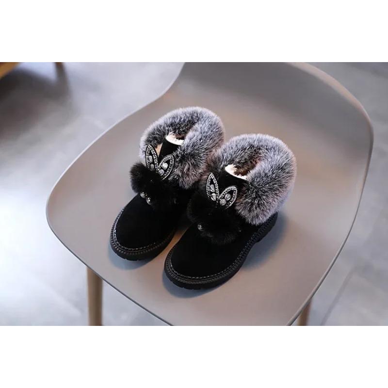 Зимние ботинки для девочек, ботинки принцессы, зимние ботинки, кожаная спортивная обувь для девочки, детские теплые ботинки, модные кроссовки для детей с мягкой подошвой