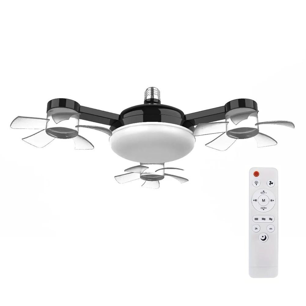 Universal Dimming Drone Fan with LED Lantern Remote Control Silent Ceiling Drone Fan E27 E26 for Dining Room Bedroom Living Room