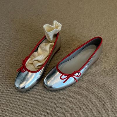 Женская обувь с фирменным дизайном, милый круглый носок, узел-бабочка, удобная мягкая подошва, балетки на каждый день для офисных леди