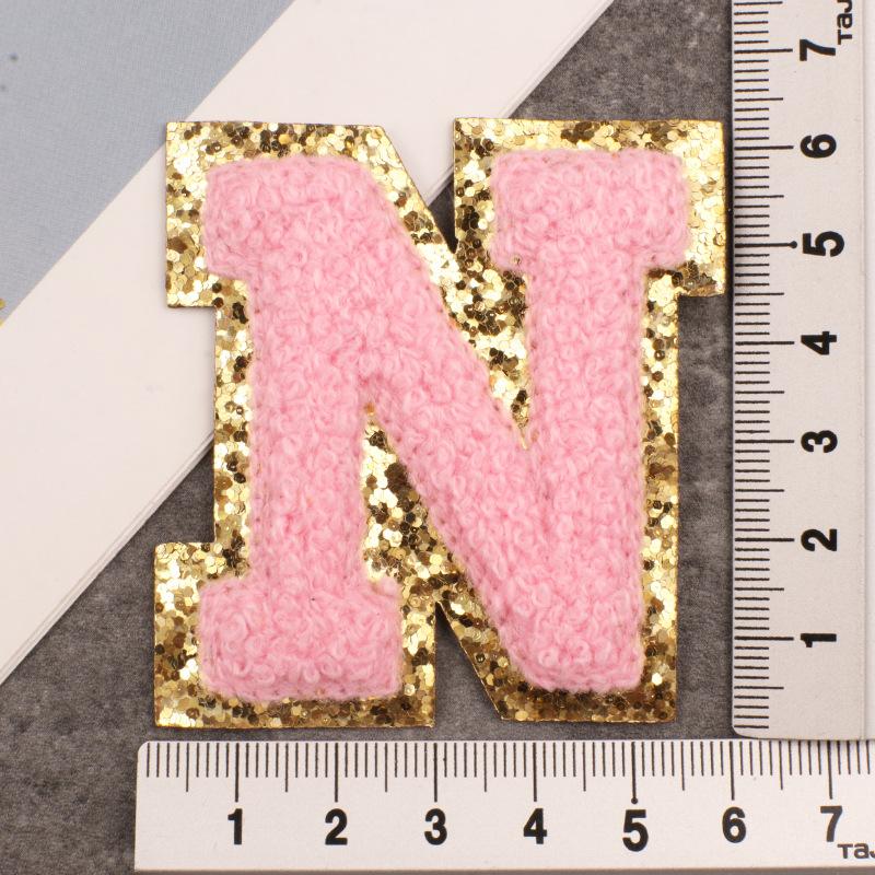Алфавит 26 букв блестки синель для одежды сумки куртка розовый швейные принадлежности декор