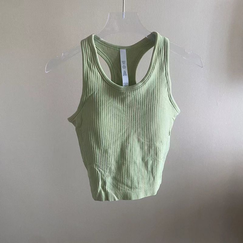 Foreign Trade Contrast Color Patchwork Solid Seamless Belt Chest Pad I-Shaped Yoga Vest Women Cross-Border Fitness Thread Top Outer Wear