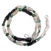 Natural Black Onyx Rutile Quartz Aventurine Gemstone Beads Necklace 17" UB-5068 UB-5068
