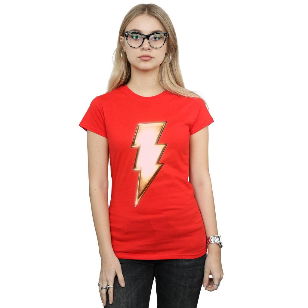 DC Comics Womens/Ladies Shazam Bolt Logo Cotton T-Shirt