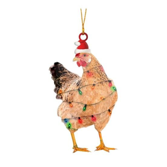 6 шт./компл. Рождественская шапка, украшение в виде цыпленка, акриловая шапка Санты, петух, елка, подвесное украшение для праздничной вечеринки, автомобиль