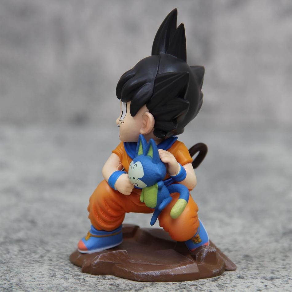9cm Dragon Ball Kawaii Figurine Childhood Son Goku Hold Puaru Action Figures Anime Model Doll Collection Desktop Decoration Toy