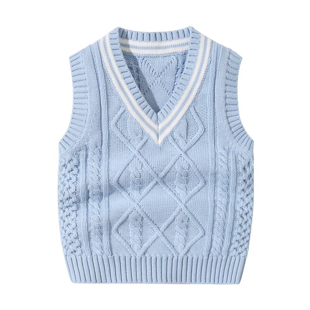 Autumn Winter Baby Knit Sweater Vest Kids Boys Pullover V-Neck Sweater Toddler Girl Casual Outerwear
