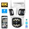 Wifi IP 6K 12MP Outdoor Three Lens PTZ Auto Tracking Security Protection Smart CCTV Video Camera Icsee