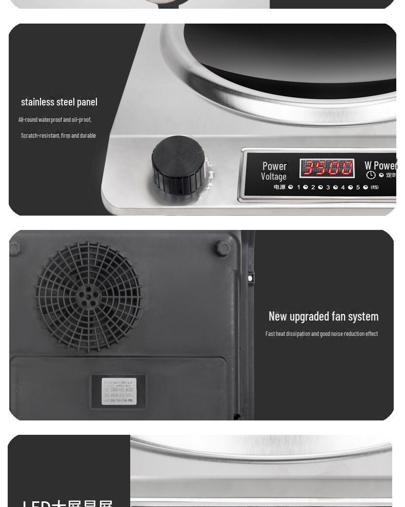 Concave 5000W High-Power Induction Stove: Commercial Stir-Fry, Stainless Steel, Multifunctional Electric Ceramic Cooker