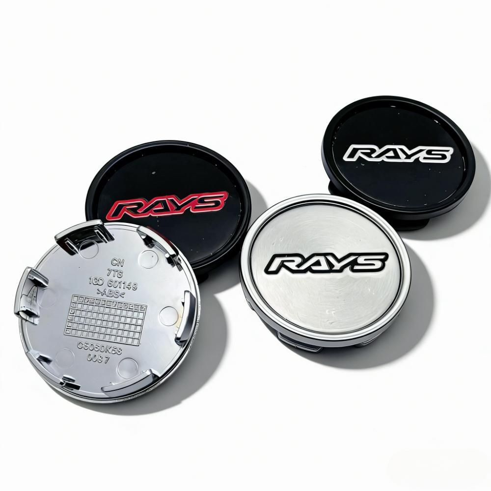 4pcs Rays Racing Logo Emblem Car Wheel Center Caps 58MM Clips 53MM Rim Hubcaps Dust Cover Wheels Hub Cap Replace Car Accessories