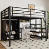 Bunk Bed 140x200 Desk Wardrobe Storage Ladder Shelves Slatted Frame Metal Bed Youth Bed