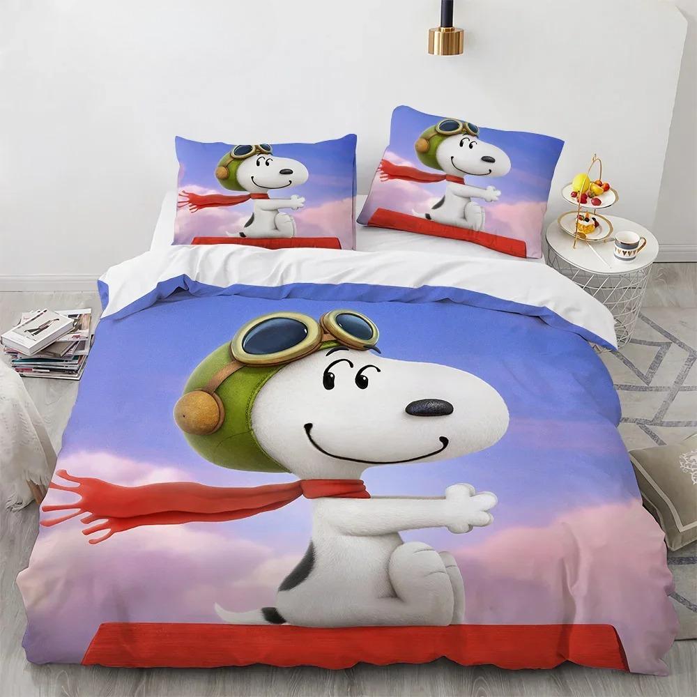 Детские пододеяльники из микрофибры Snoopy 3 предмета для подростков и взрослых Пододеяльник Мультяшные комиксы Постельное белье на молнии Подарочный чехол