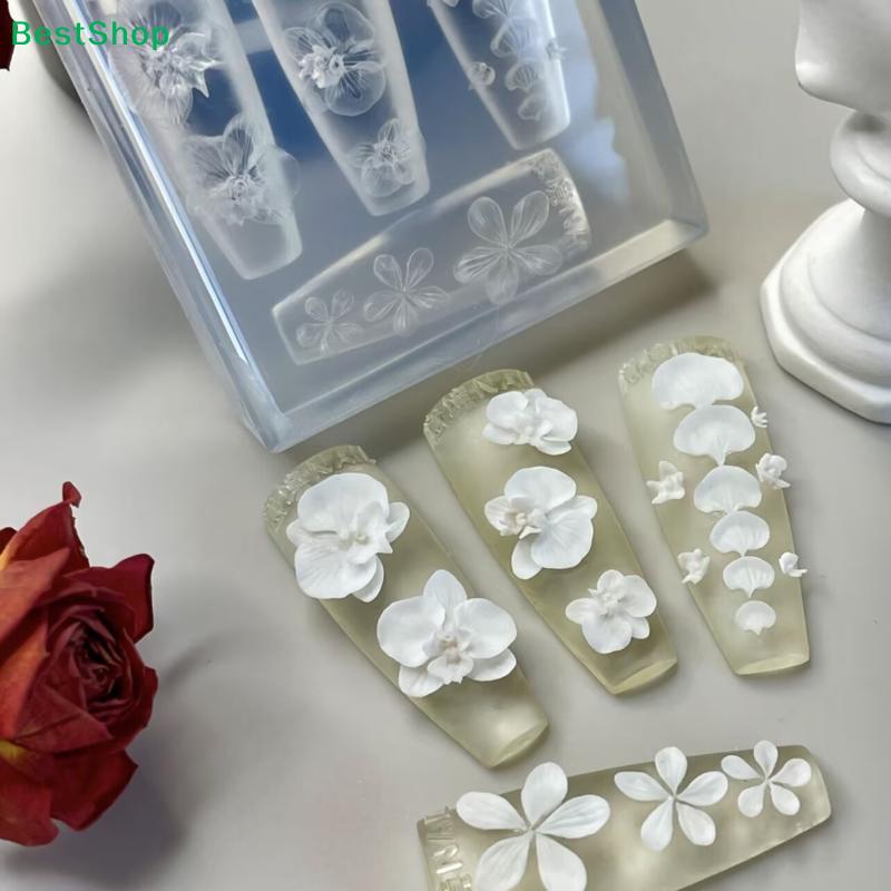 3D прозрачная силиконовая форма для ногтей DIY украшения для нейл-арта Цветок Фаленопсис Маникюрные трафареты для ногтей Ювелирные изделия Поделки