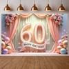 Баннер для празднования дня рождения Тема 60-летия Счастливого 60-летия Баннер с блестящими украшениями Для домашней вечеринки Фотосессии