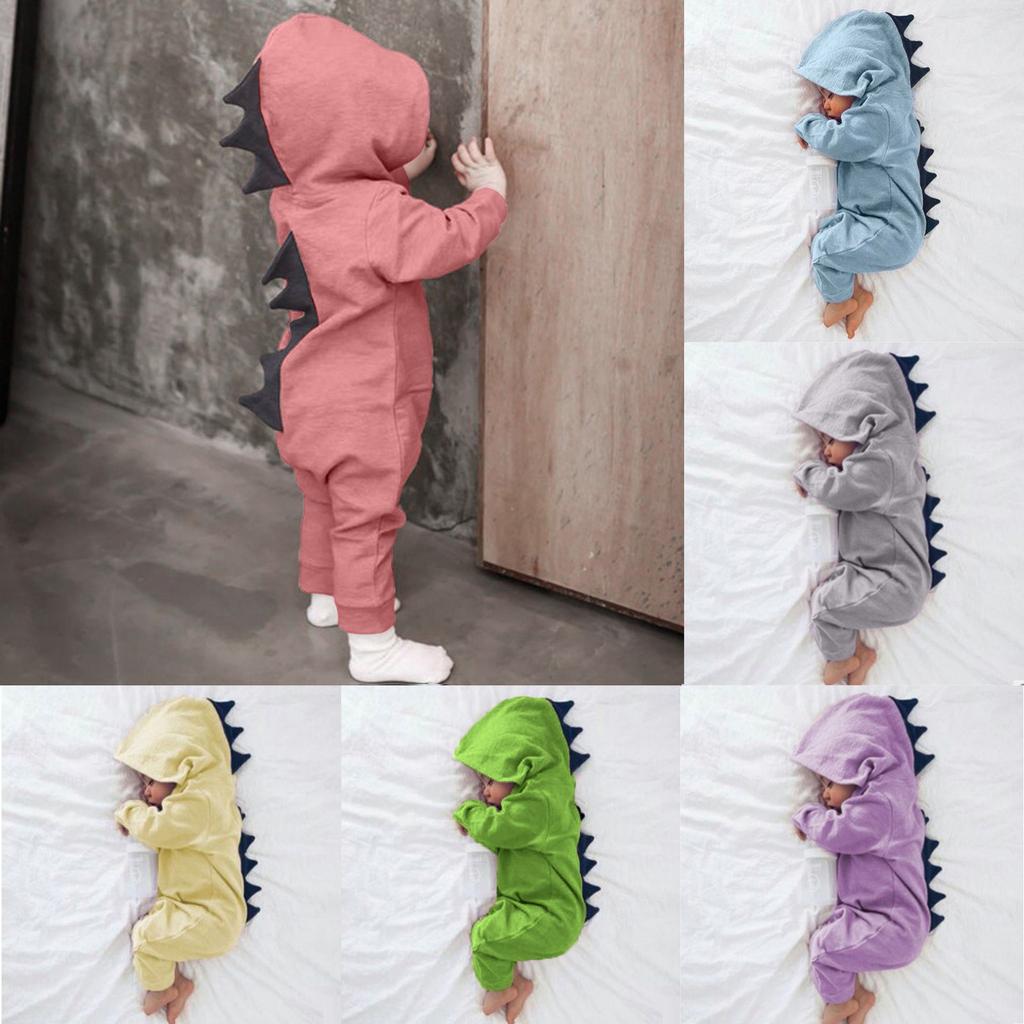 Новорожденный младенец мальчик девочка лоскутный комбинезон с динозавром