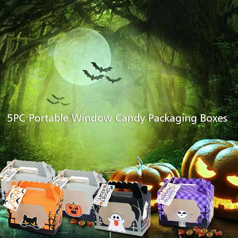 Портативная упаковочная коробка для десертов, 5 шт., оконная упаковочная коробка для конфет, упаковочная коробка, подарок на Хэллоуин