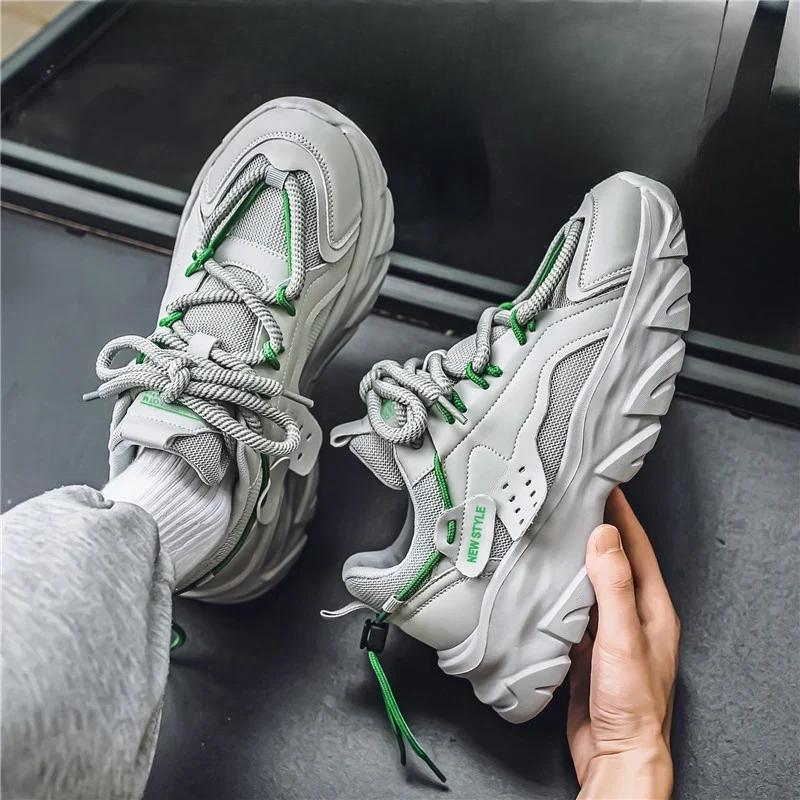 Мужская спортивная обувь на толстой подошве, простые модные повседневные кроссовки, высококачественная резиновая пластиковая мужская спортивная обувь, массивные кроссовки