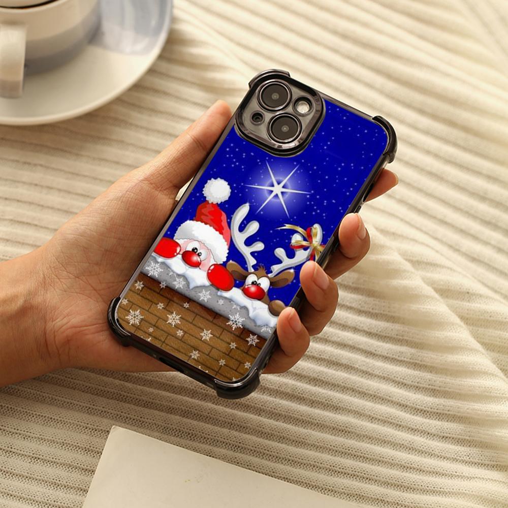 Чехлы для телефонов Ae111 Merry Christmas design из гальванизированного ТПУ для iPhone 16 15 13 11 Pro Max 14 Plus Infinix Smart 8 Tecno Four Corner Protection Cover