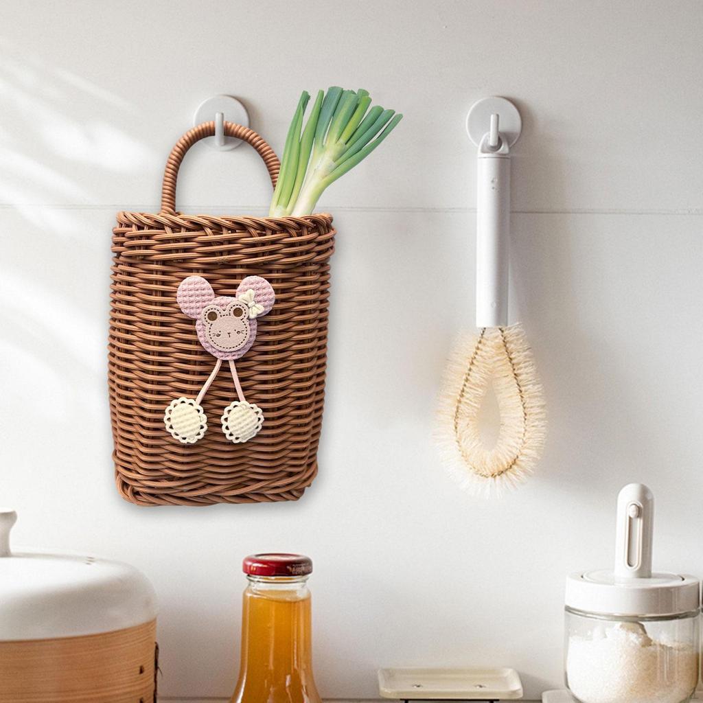 Подвесная корзина настенная для хранения плетеных мелочей многофункциональная декоративная ручная работа
