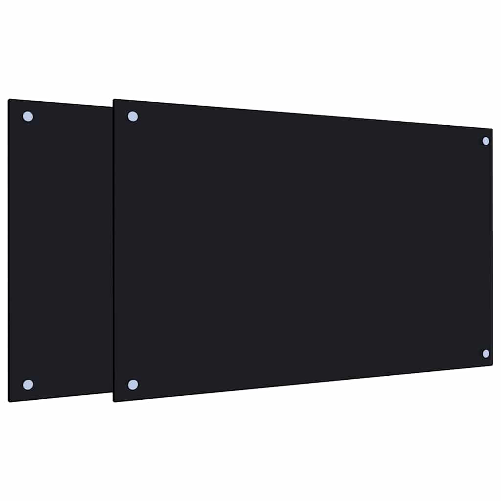 Vidaxl Panele Ochronne Do Kuchni, Czarne, 2 Szt., 80X50 Cm, Szkło